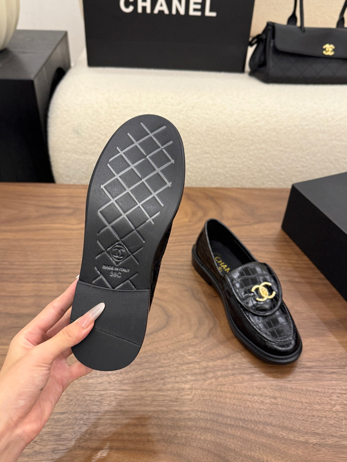 Loafers Crocodile Embossed Patent Calfskin