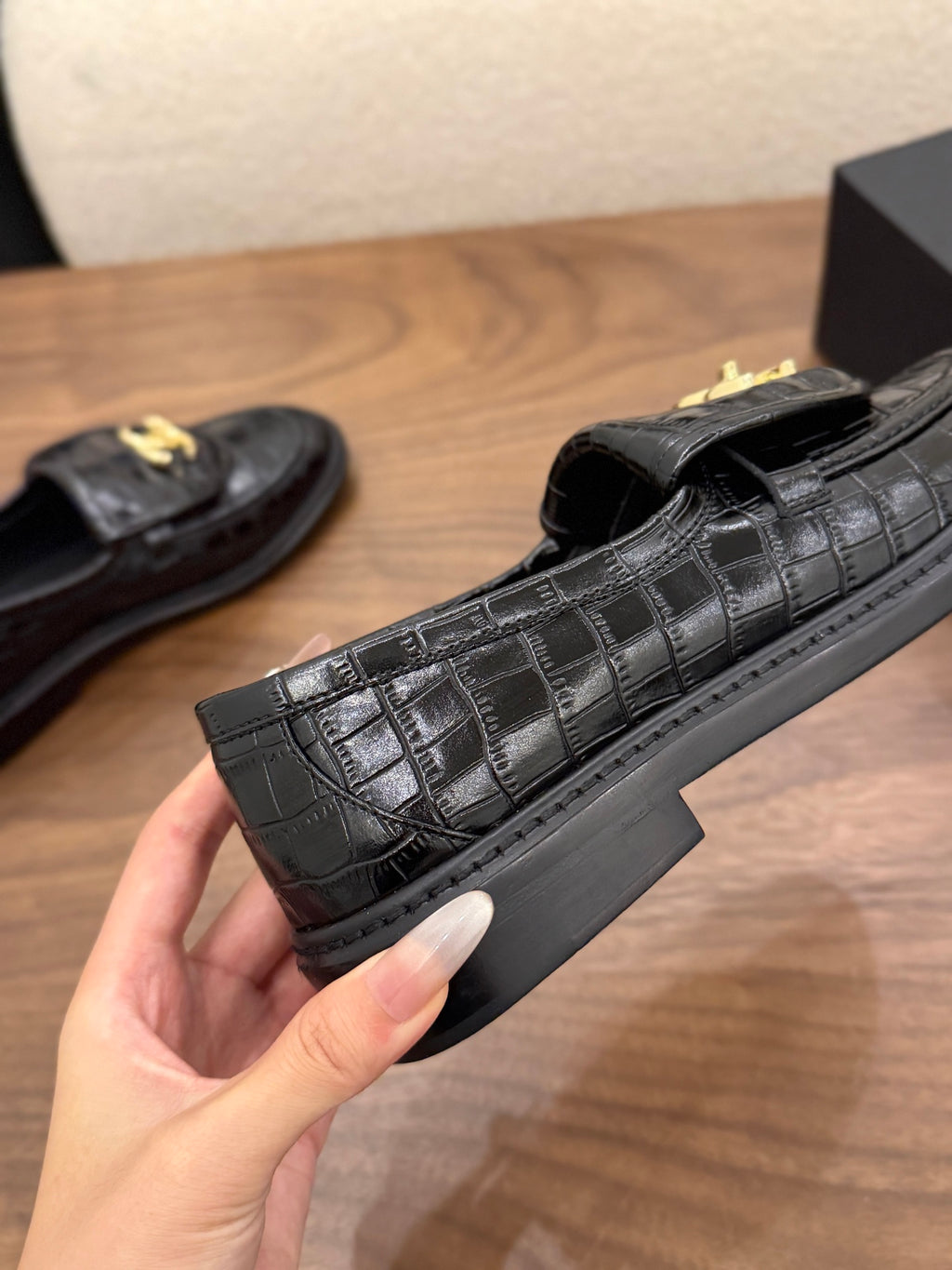 Loafers Crocodile Embossed Patent Calfskin