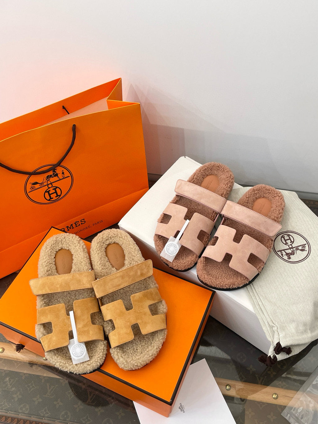 Luxe Shearling H Sandals — Signature Collection