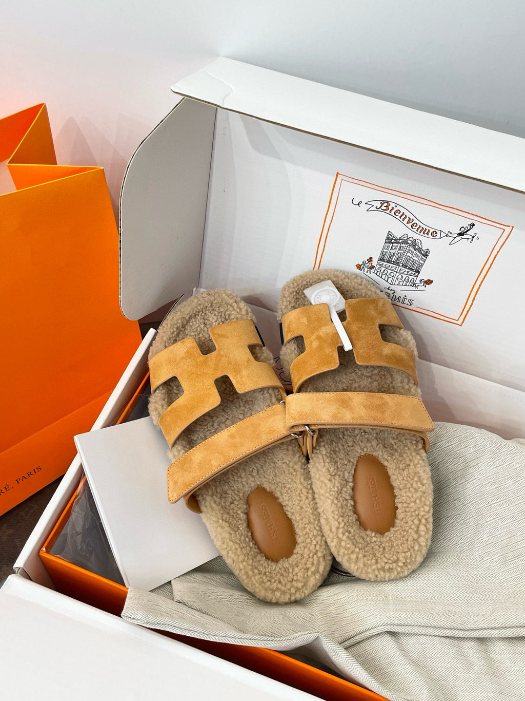 Luxe Shearling H Sandals — Signature Collection