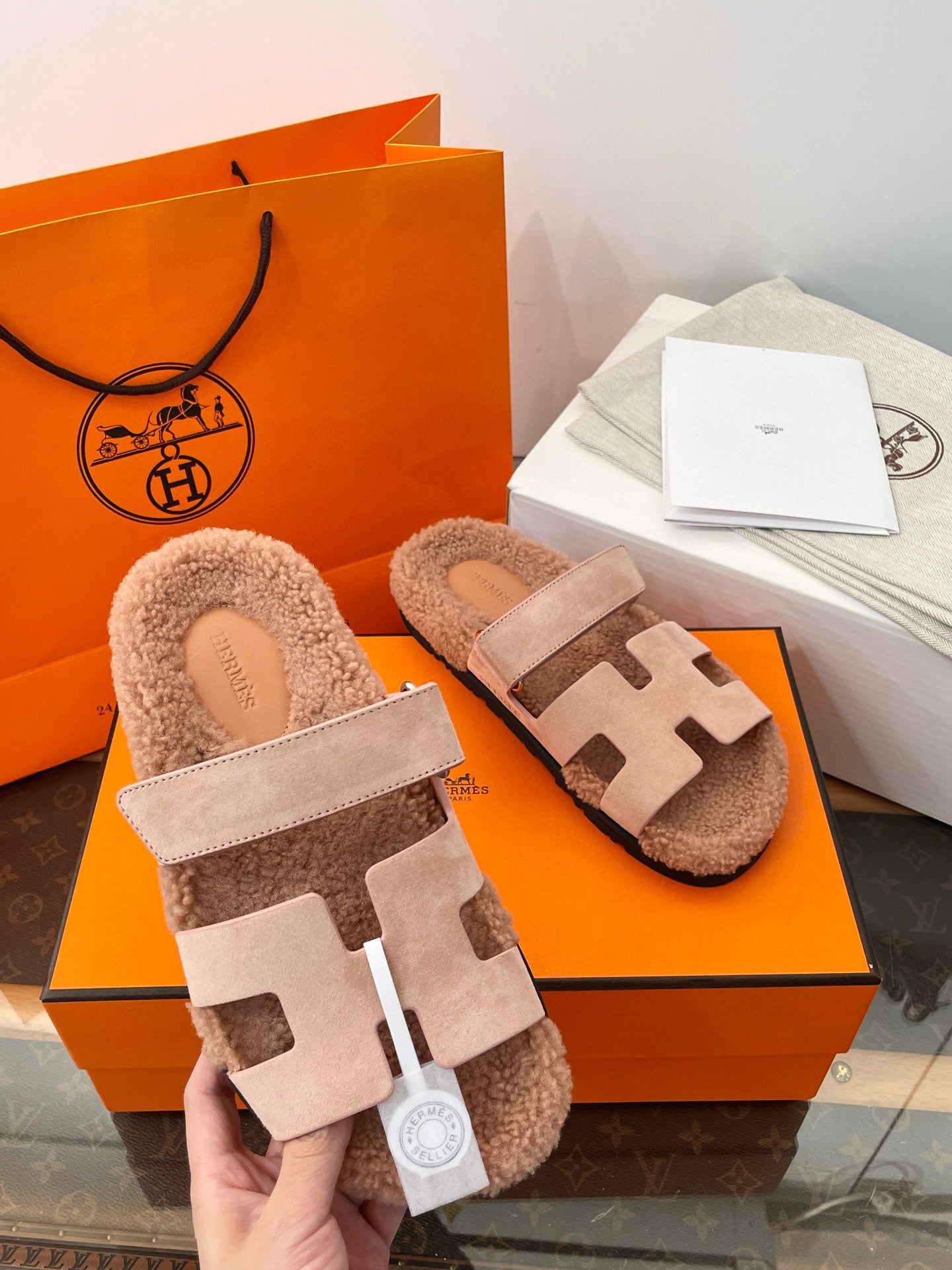 Luxe Shearling H Sandals — Signature Collection