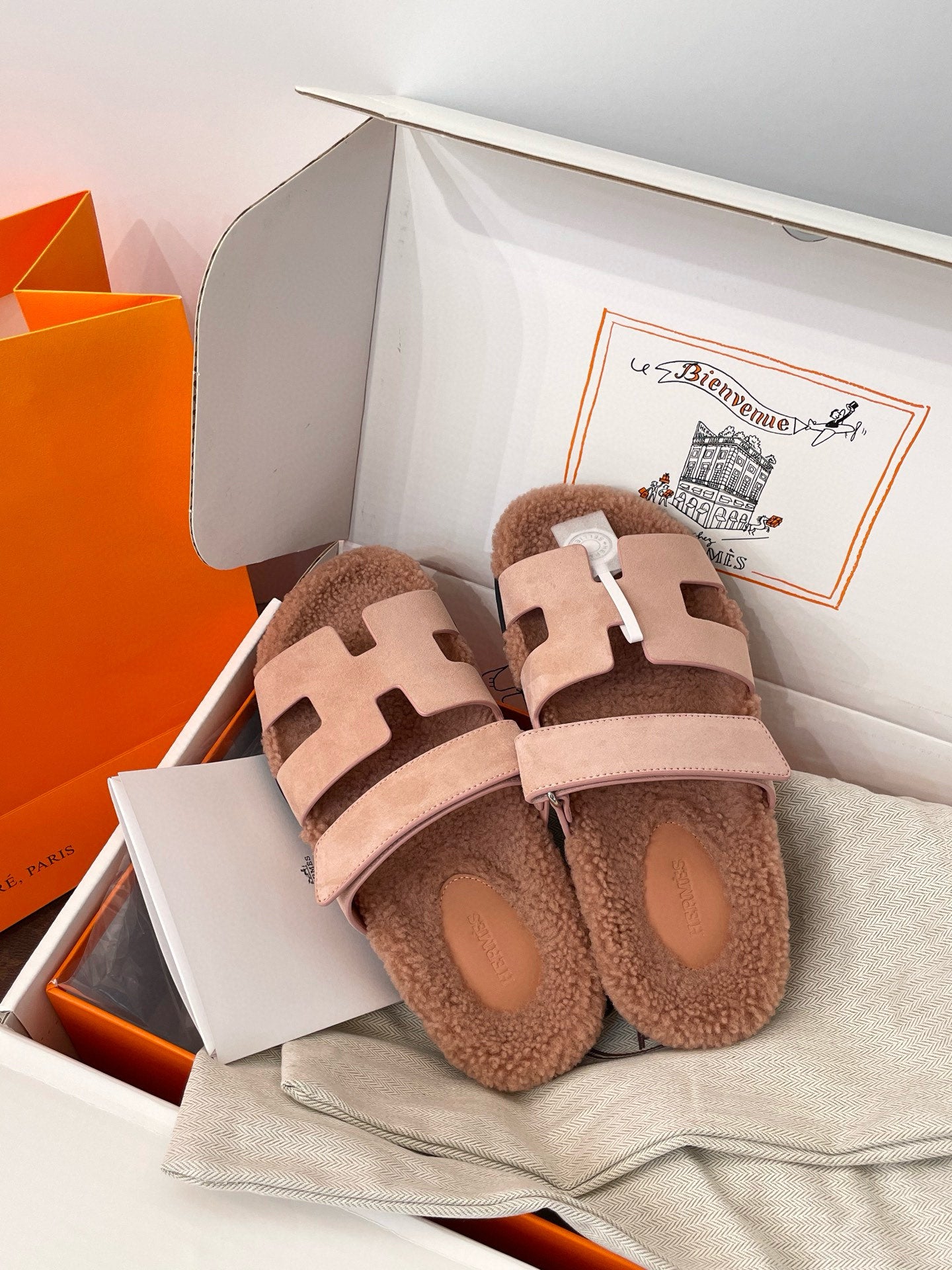 Luxe Shearling H Sandals — Signature Collection