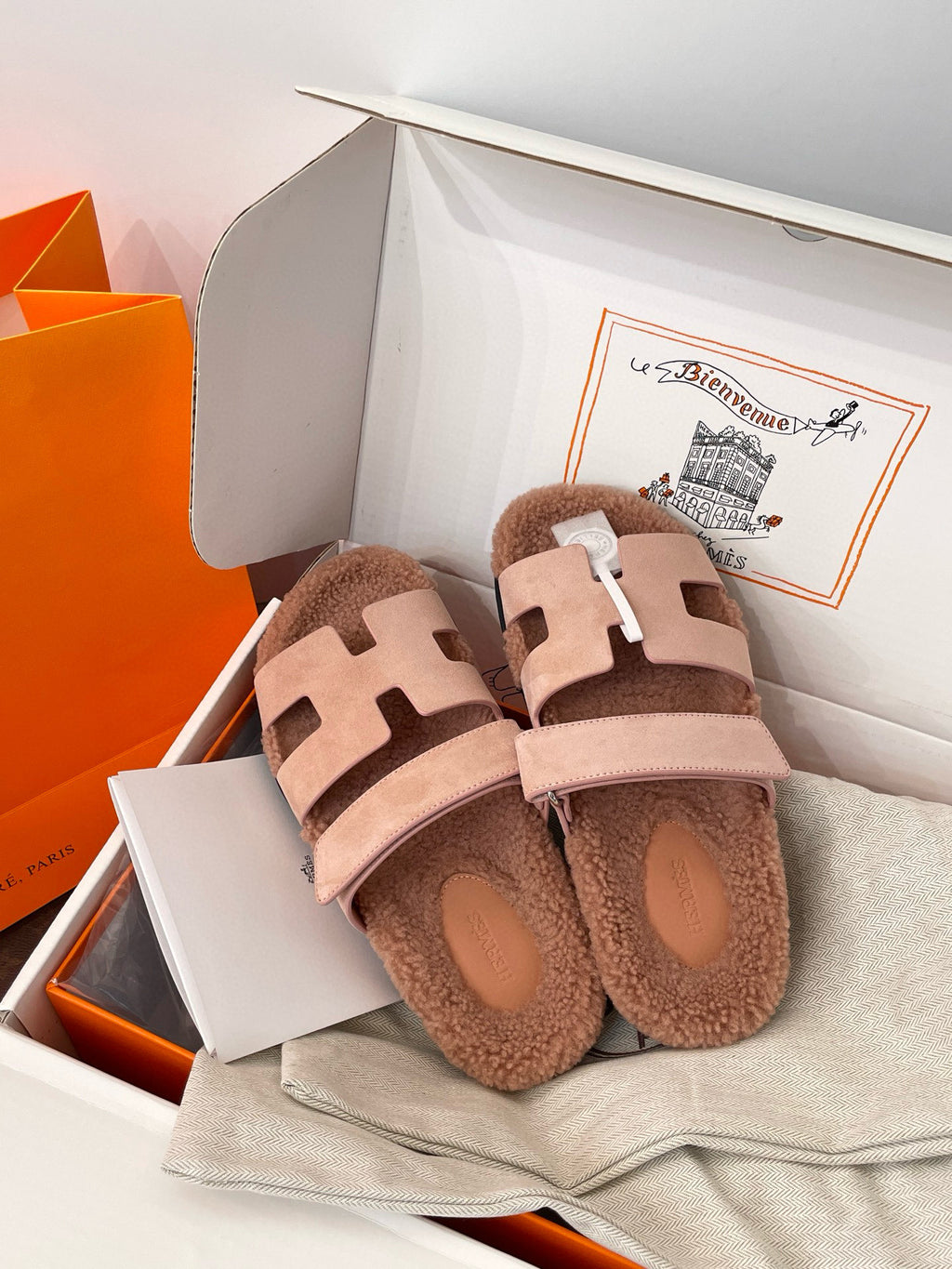 Luxe Shearling H Sandals — Signature Collection