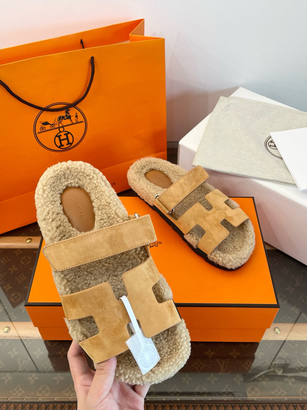 Luxe Shearling H Sandals — Signature Collection
