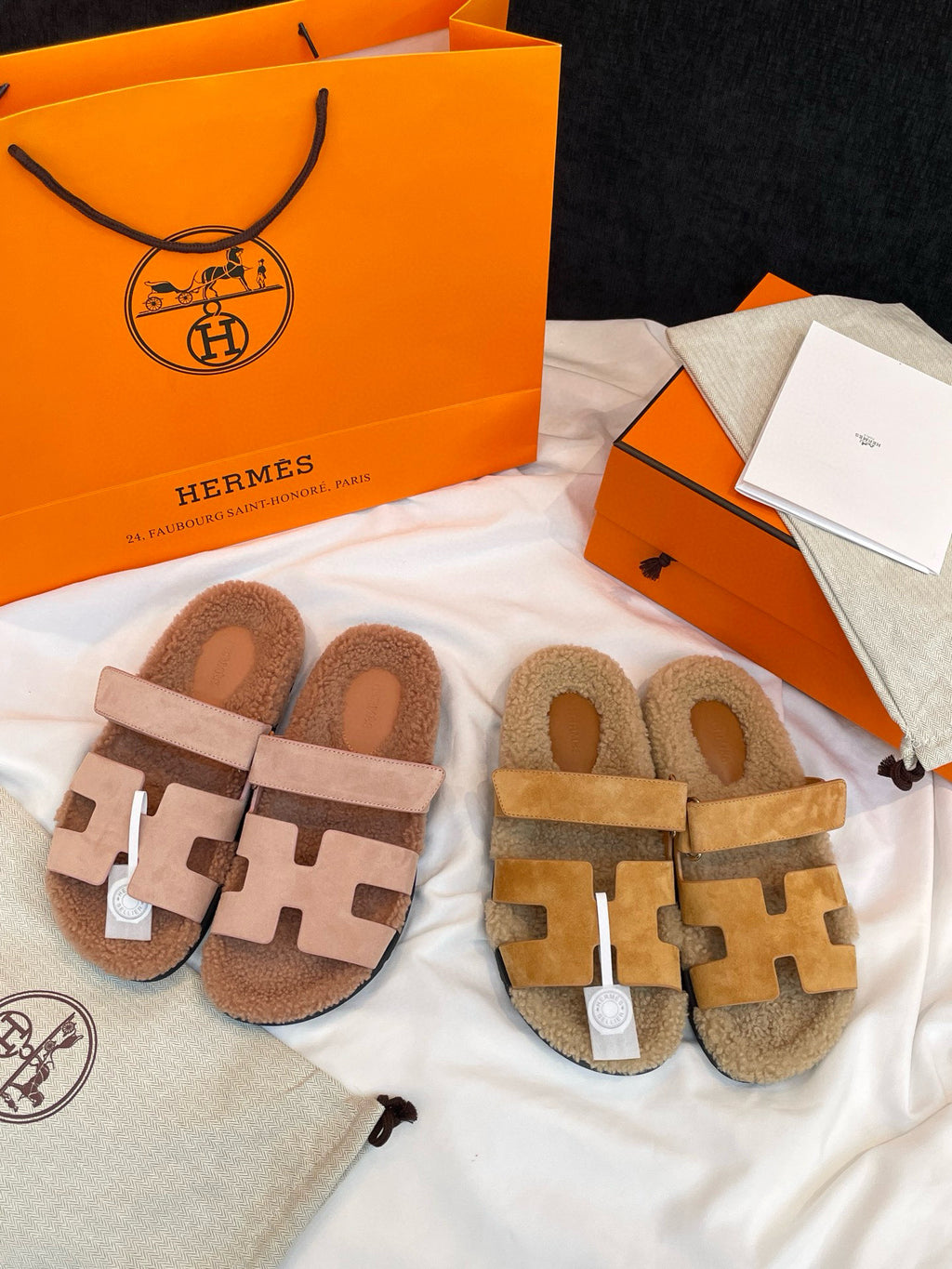 Luxe Shearling H Sandals — Signature Collection