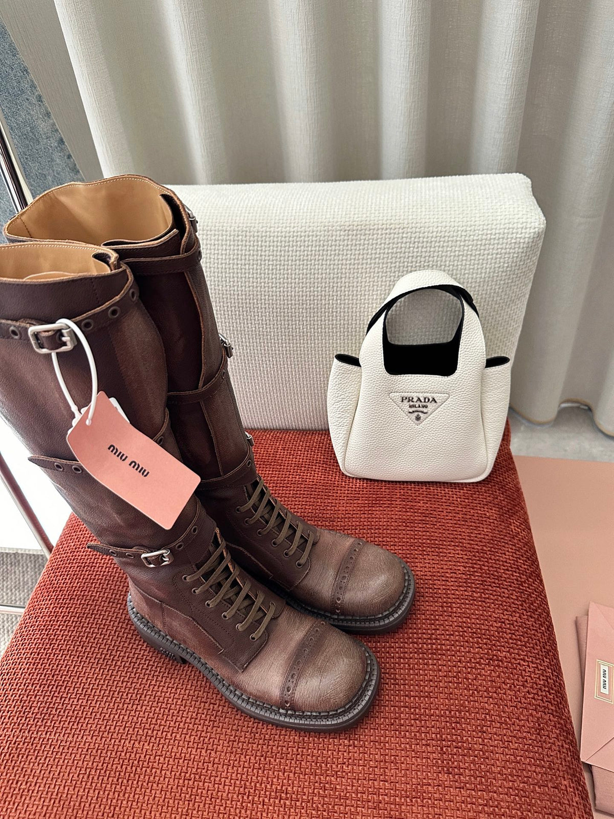 Women’s Luxe Buckle Strap Knee-High Combat Boots