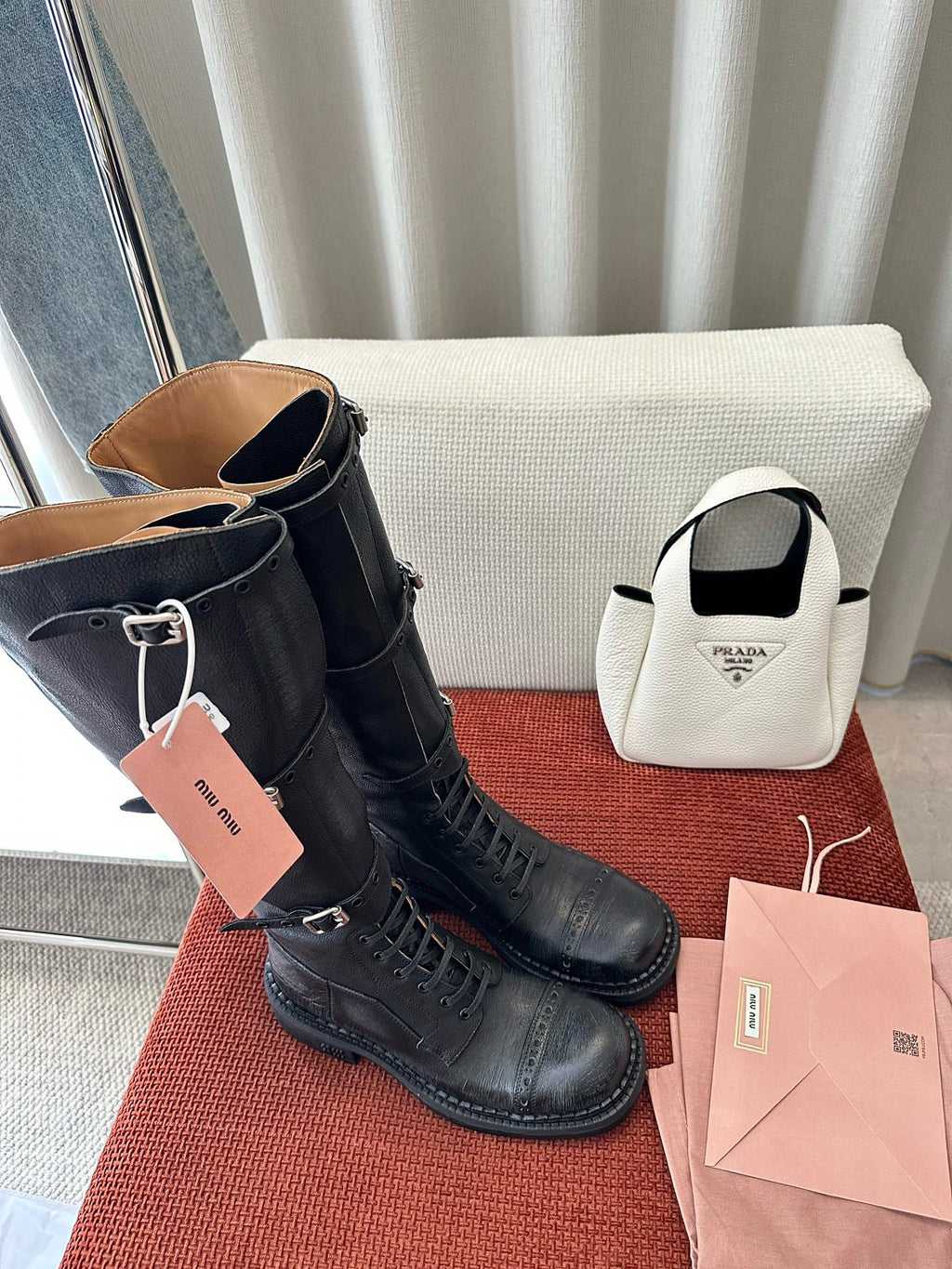 Women’s Luxe Buckle Strap Knee-High Combat Boots
