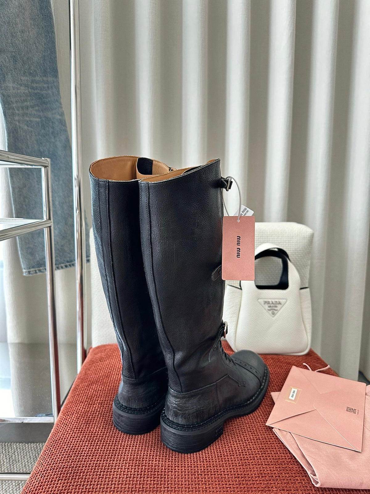 Women’s Luxe Buckle Strap Knee-High Combat Boots