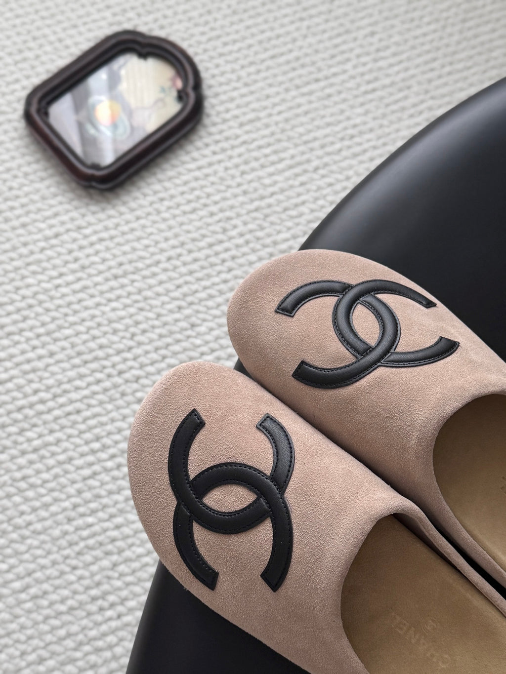 Suede Signature Slip-On Mules – Taupe