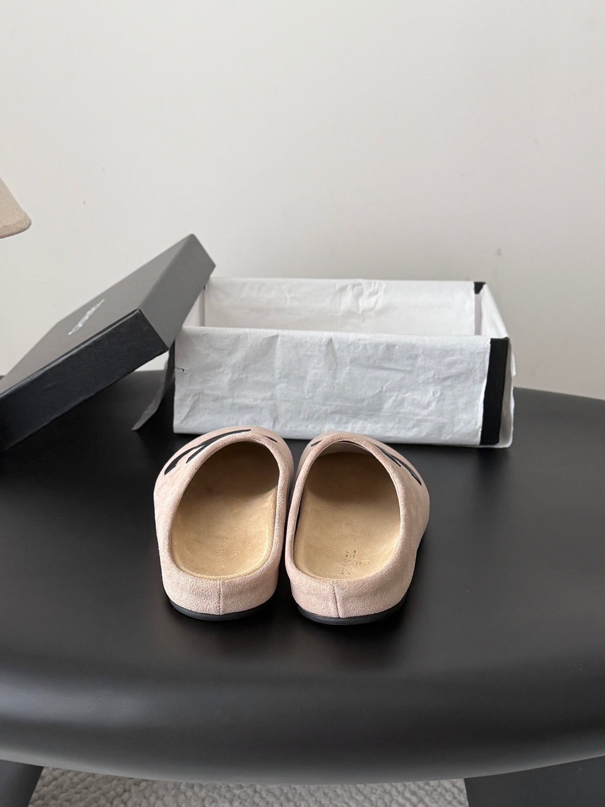 Suede Signature Slip-On Mules – Taupe