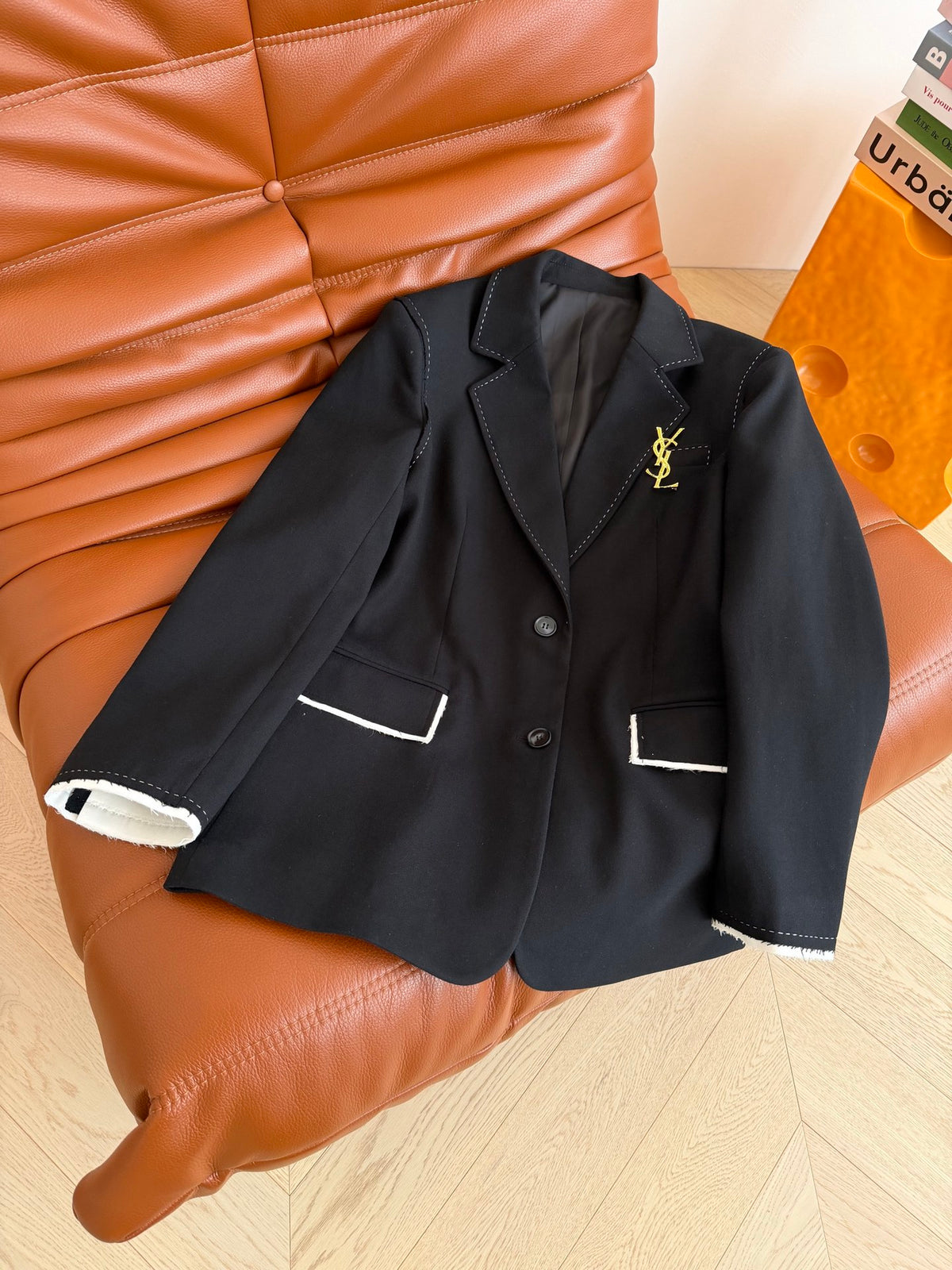 Women's Black Colourblock Suit Jacket