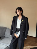 Women's Black Colourblock Suit Jacket