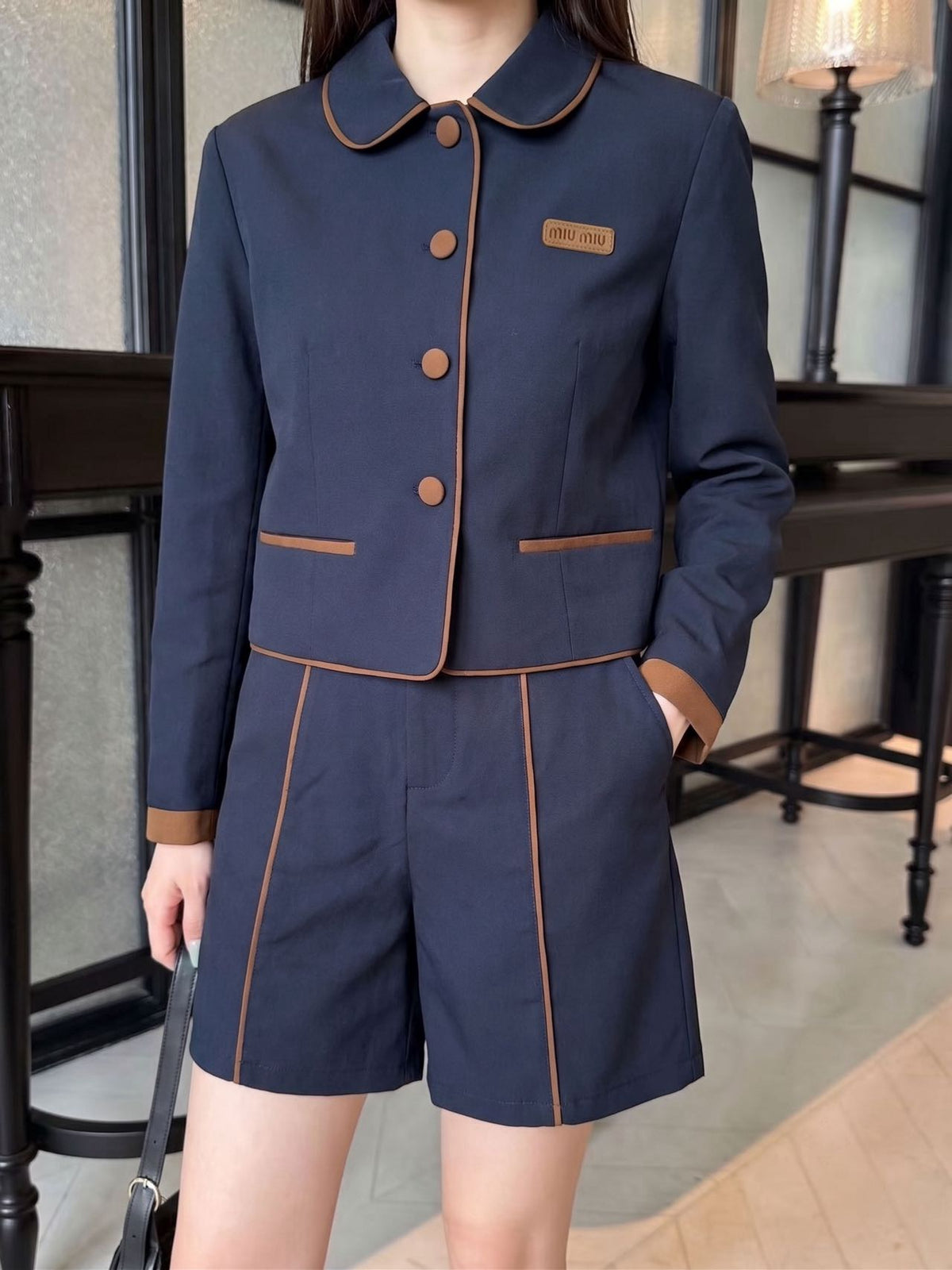 Contrast Trim Two-Piece Set