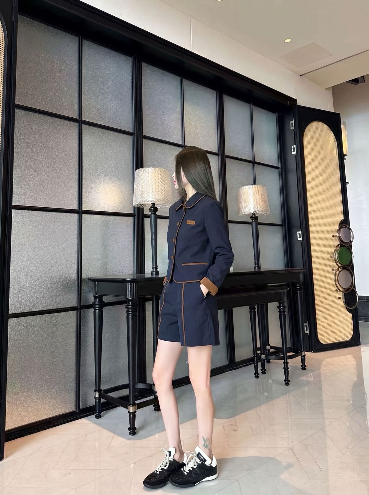 Contrast Trim Two-Piece Set