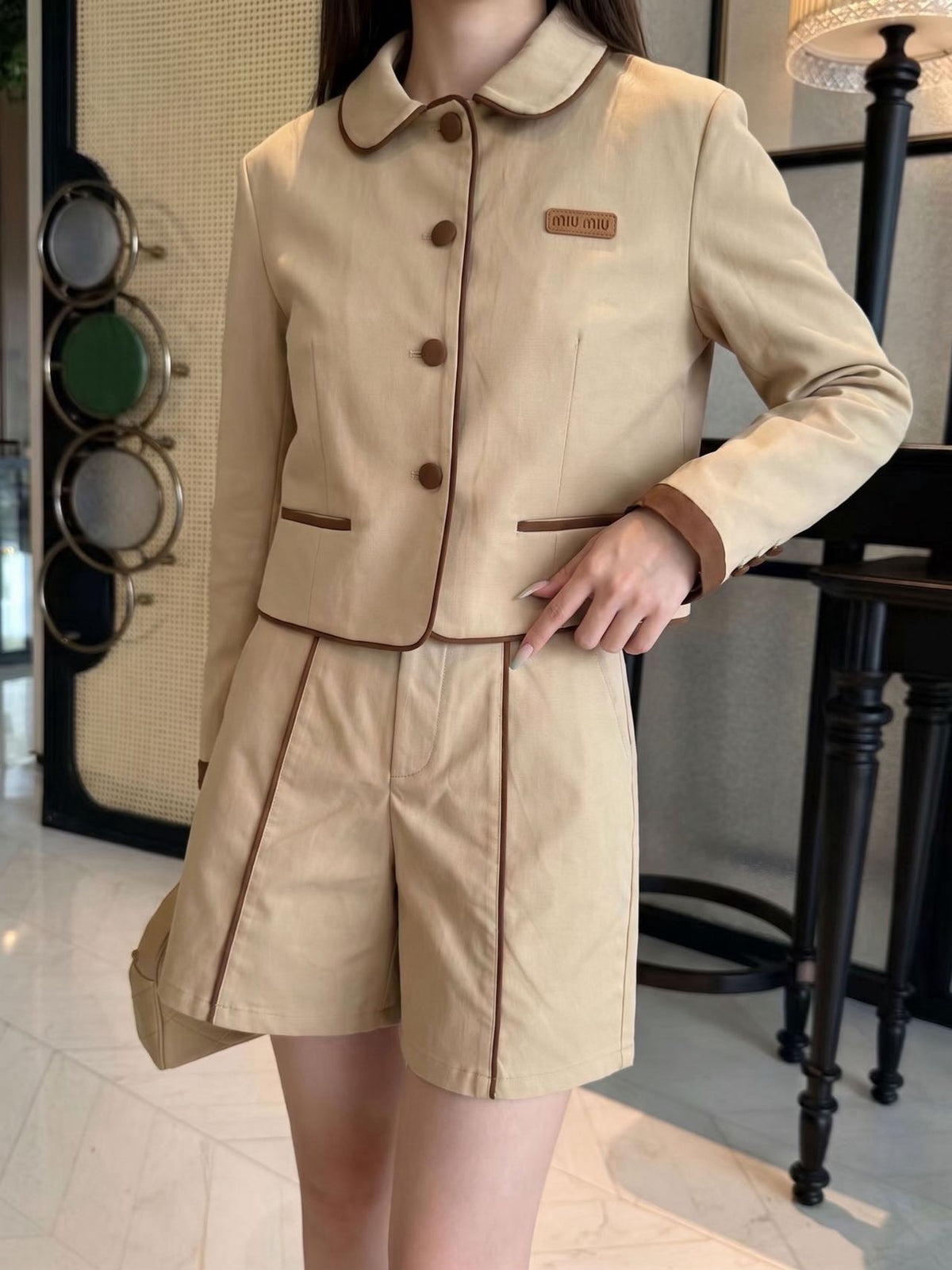 Contrast Trim Two-Piece Set