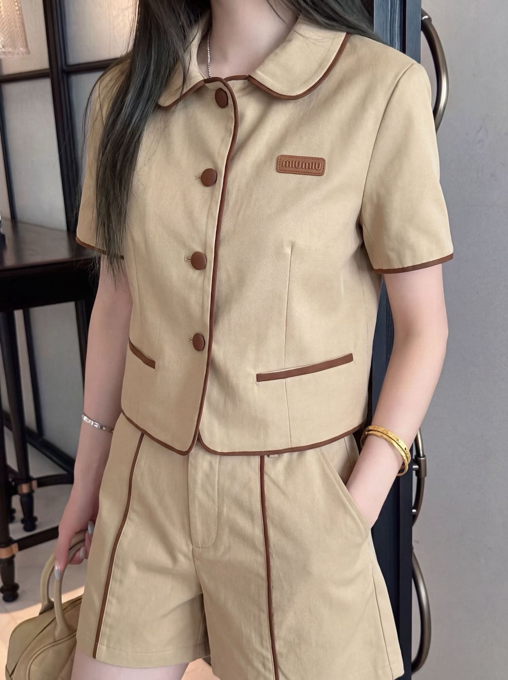Contrast Trim Two-Piece Set