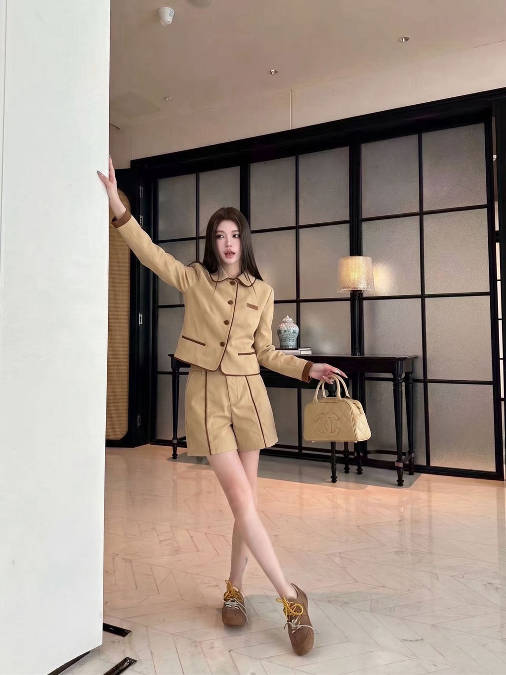 Contrast Trim Two-Piece Set