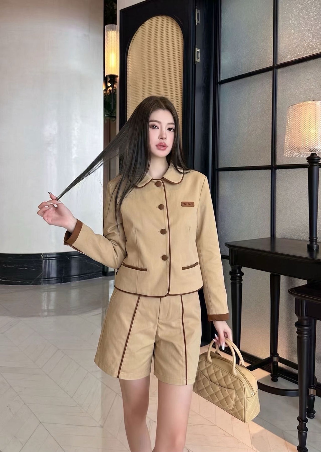 Contrast Trim Two-Piece Set