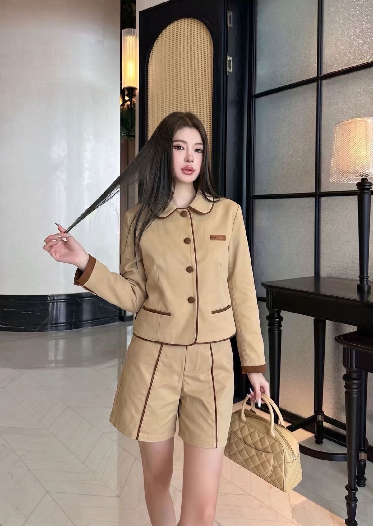 Contrast Trim Two-Piece Set