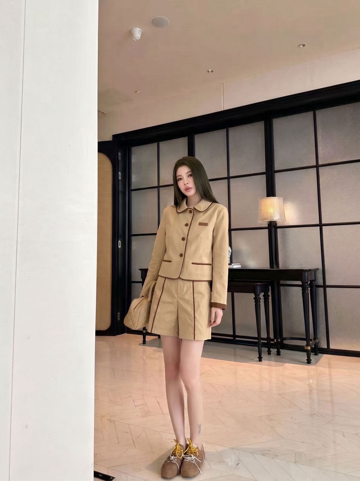 Contrast Trim Two-Piece Set