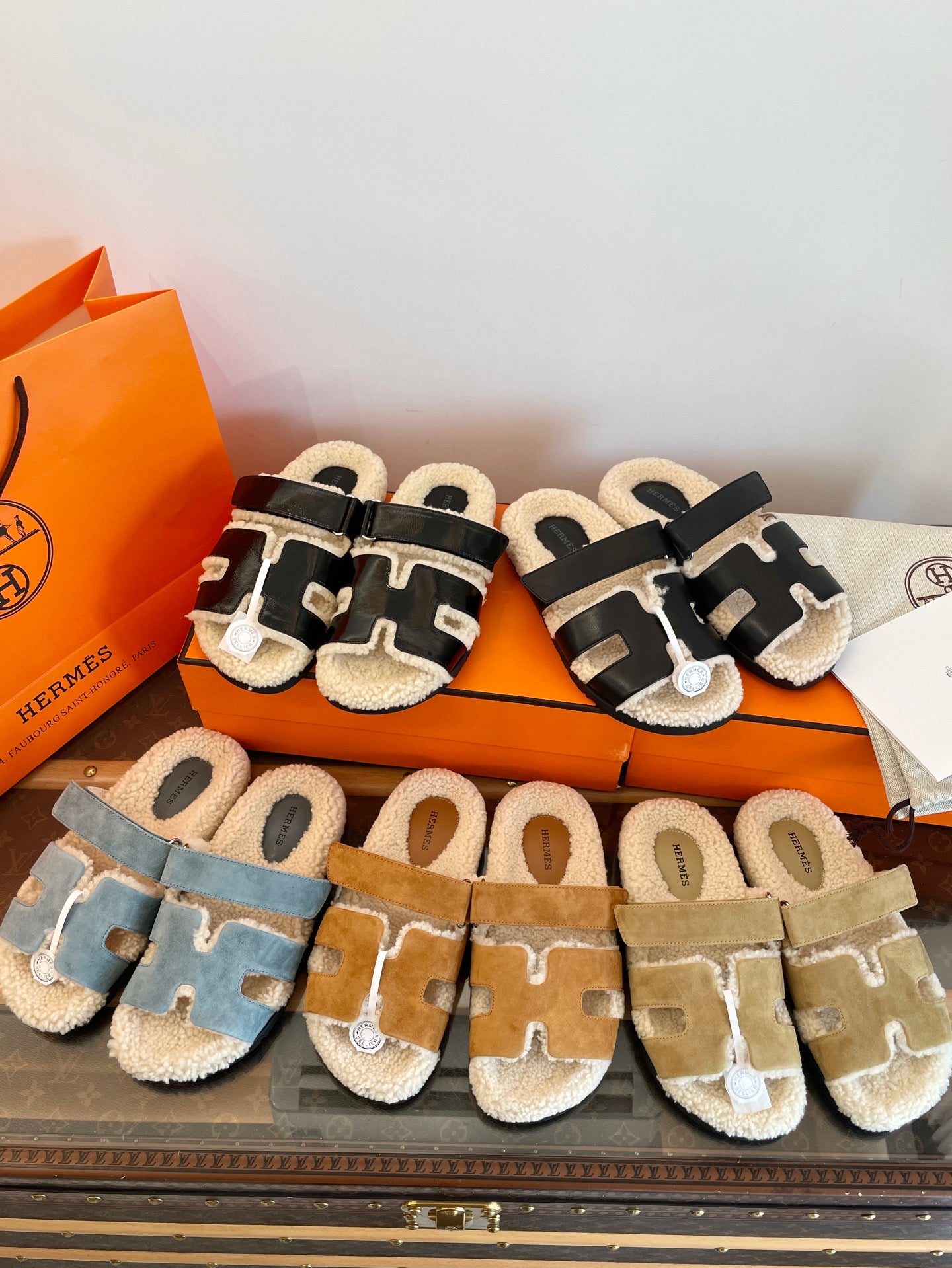 Luxe Shearling H Sandals — Signature Collection