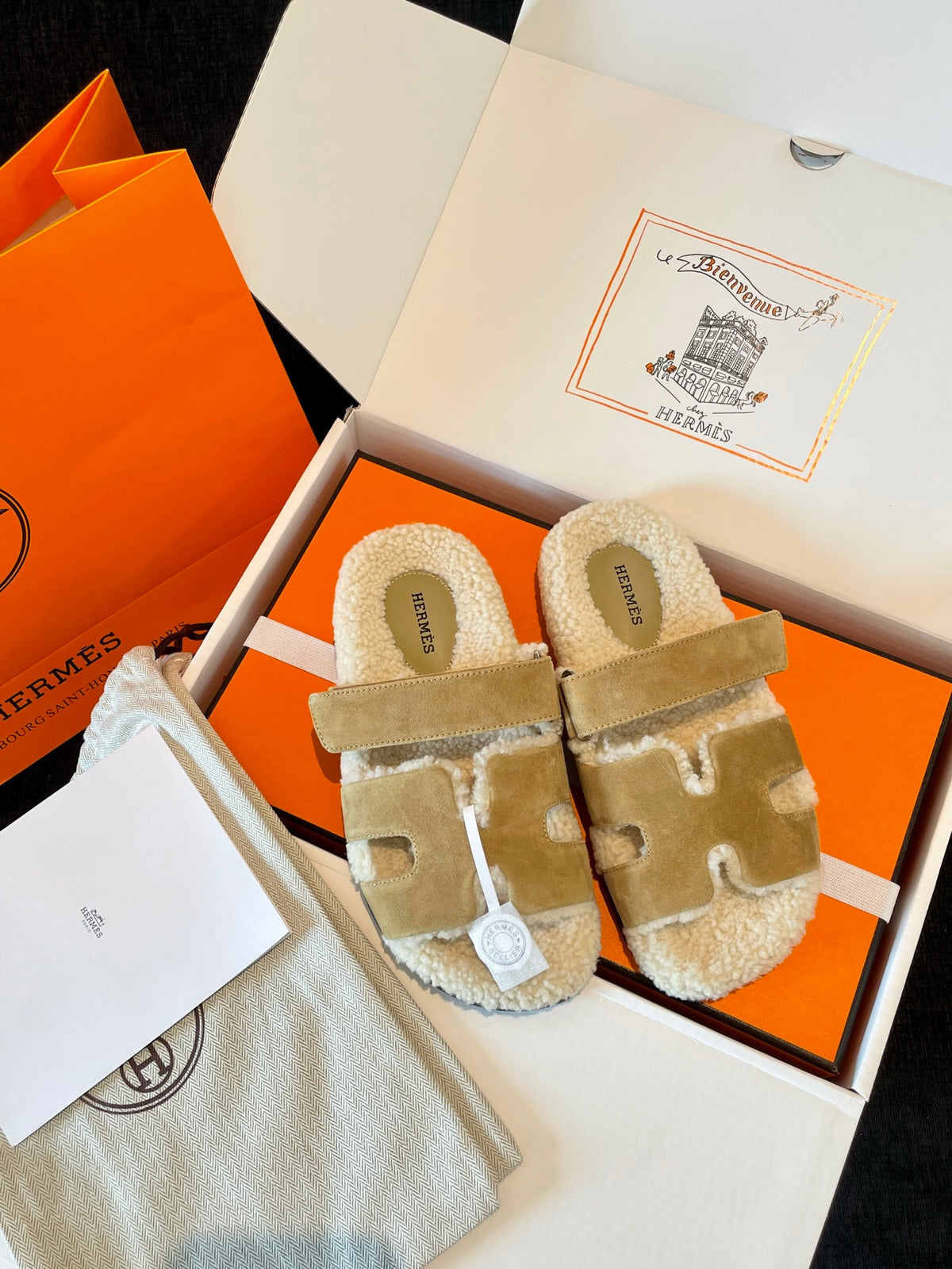 Luxe Shearling H Sandals — Signature Collection