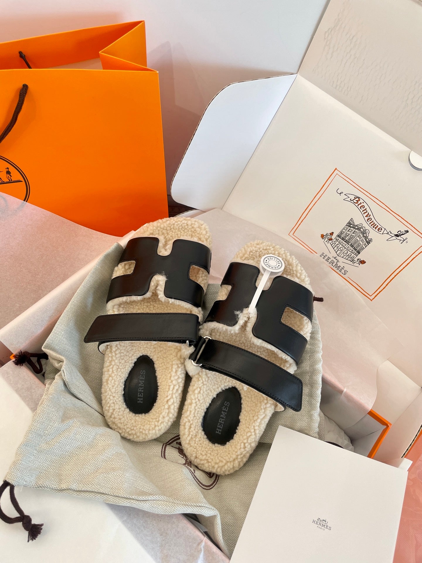 Luxe Shearling H Sandals — Signature Collection
