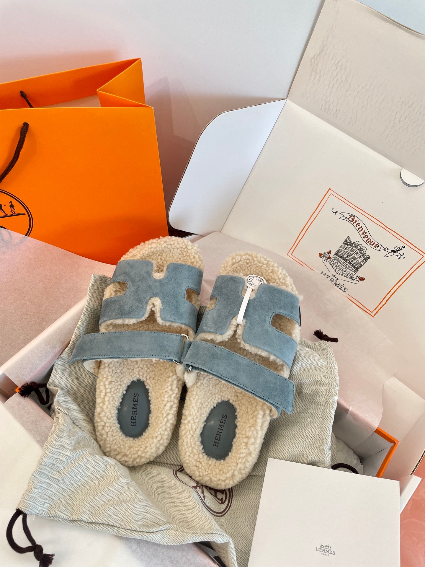 Luxe Shearling H Sandals — Signature Collection