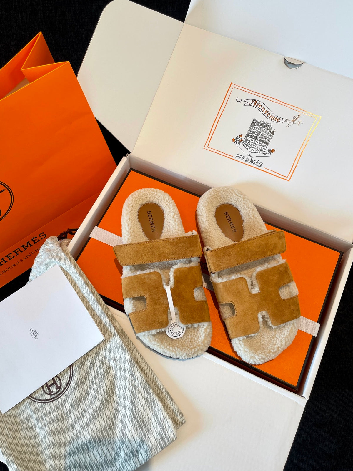 Luxe Shearling H Sandals — Signature Collection